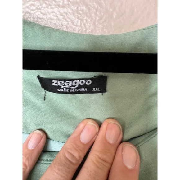 Zeagoo Women's Green Short Sleeve Blouse, green blouse, short sleeve blouse,‎ - Picture 4 of 7